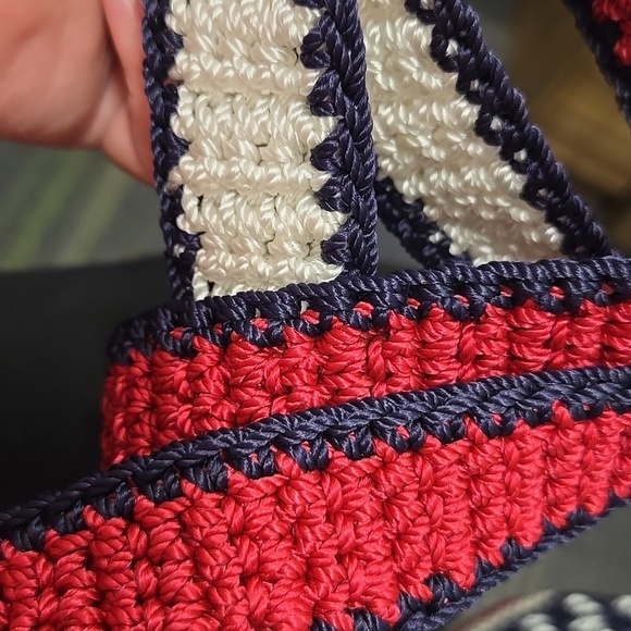 The SAK-Red/White/Blue Flag Crochet Knit Patriotic Shoulder Bag Satchel - Picture 9 of 16